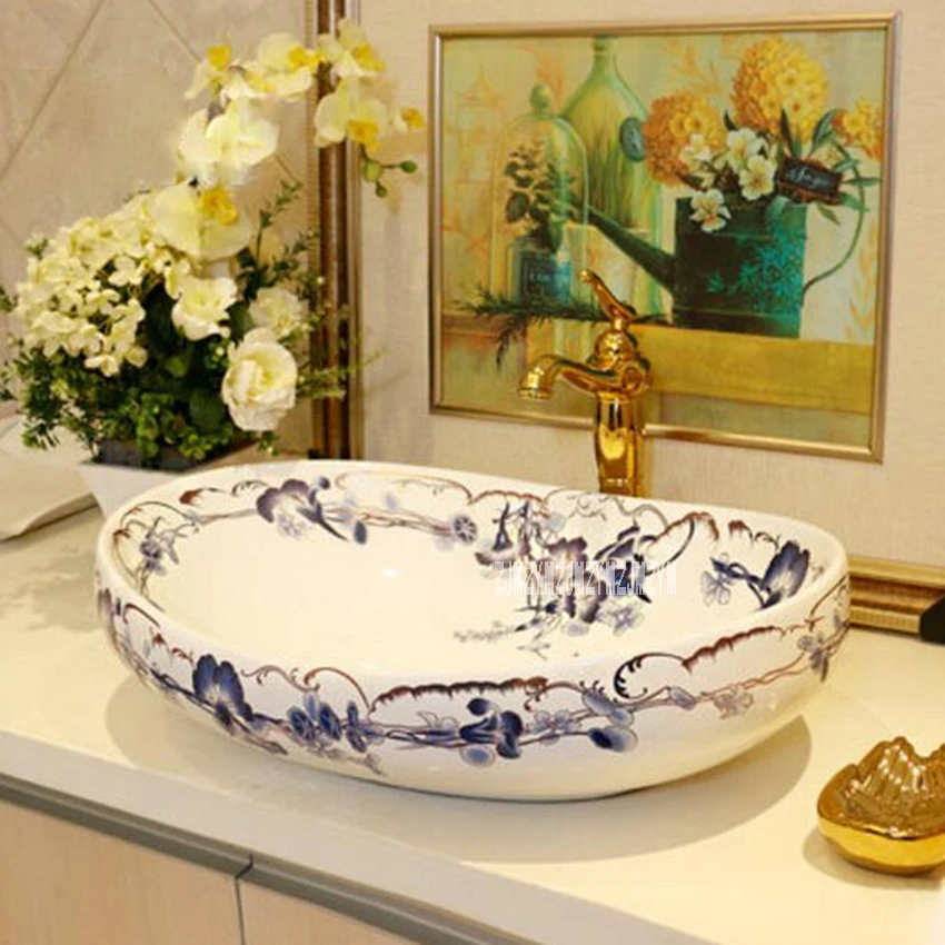 TY711 Ceramic Countertop Sinks High quality Balcony Counter Basin Art