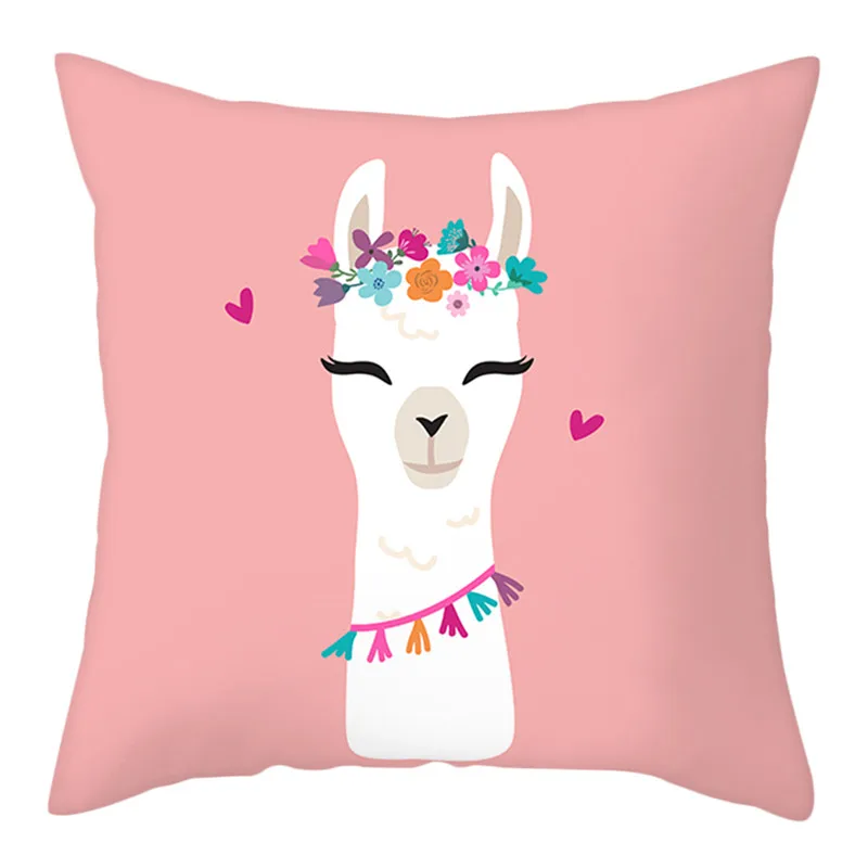 Fuwatacchi мультяшная наволочка для подушки с изображением животных, альпака, наволочка из полиэстера для домашнего дивана, декоративные подушки 45*45 - Цвет: PC10243