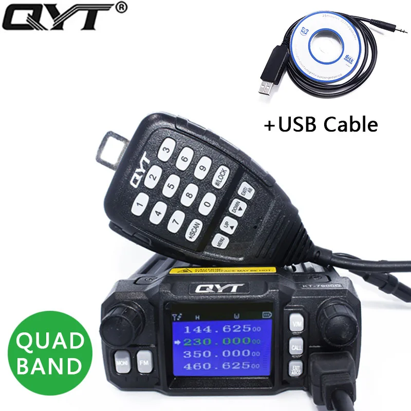 QYT KT-7900D мини мобильный радиотелефон KT7900D Quad Band Quad в режиме ожидания 136-174 мГц/220-260 мГц/ 350-390 мГц/400-480 мГц автомобиля 4 полосы CB радио