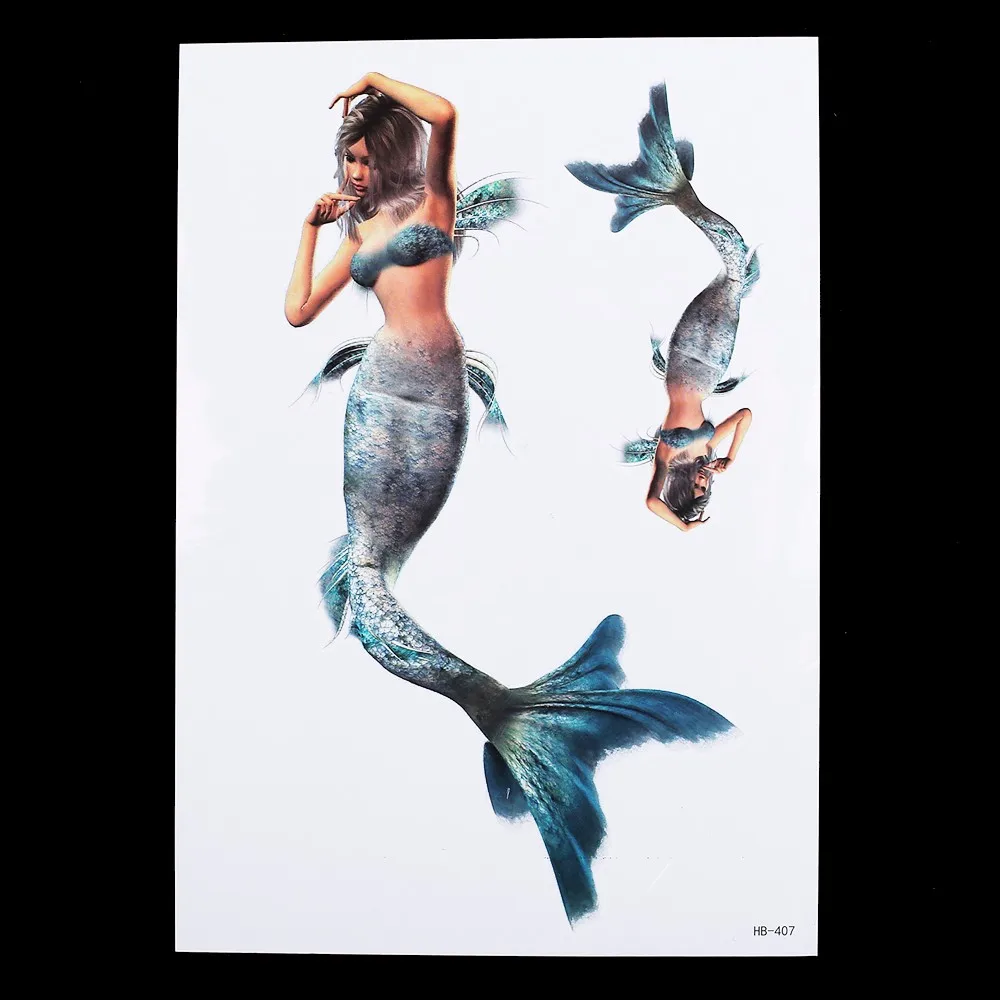 8 Pieces Mermaid Pattern Design Leg Body Art Tattoo Sticker Temporary Dragon Feather Decal Waterproof Tattoo Sticker Women HB#46 (6)