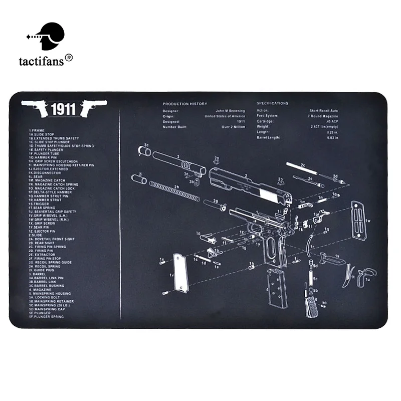 

Tactical Gunsmith Cleaning Bench Mat Rubber Carpet Waterproof Non-Slip Mat With Diagram Parts And Instructions Glock P226 1911