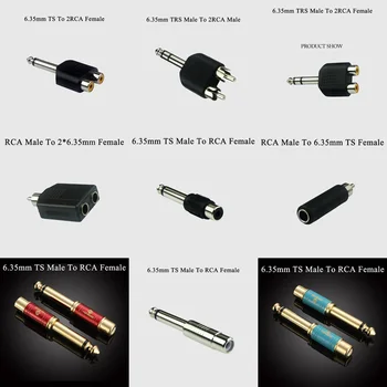 

GUSUO High Quality 6.35mm TRS TS Male Female To RCA 2RCA Plug Splitter Adapter Male Jack Audio Plug Y Splitter