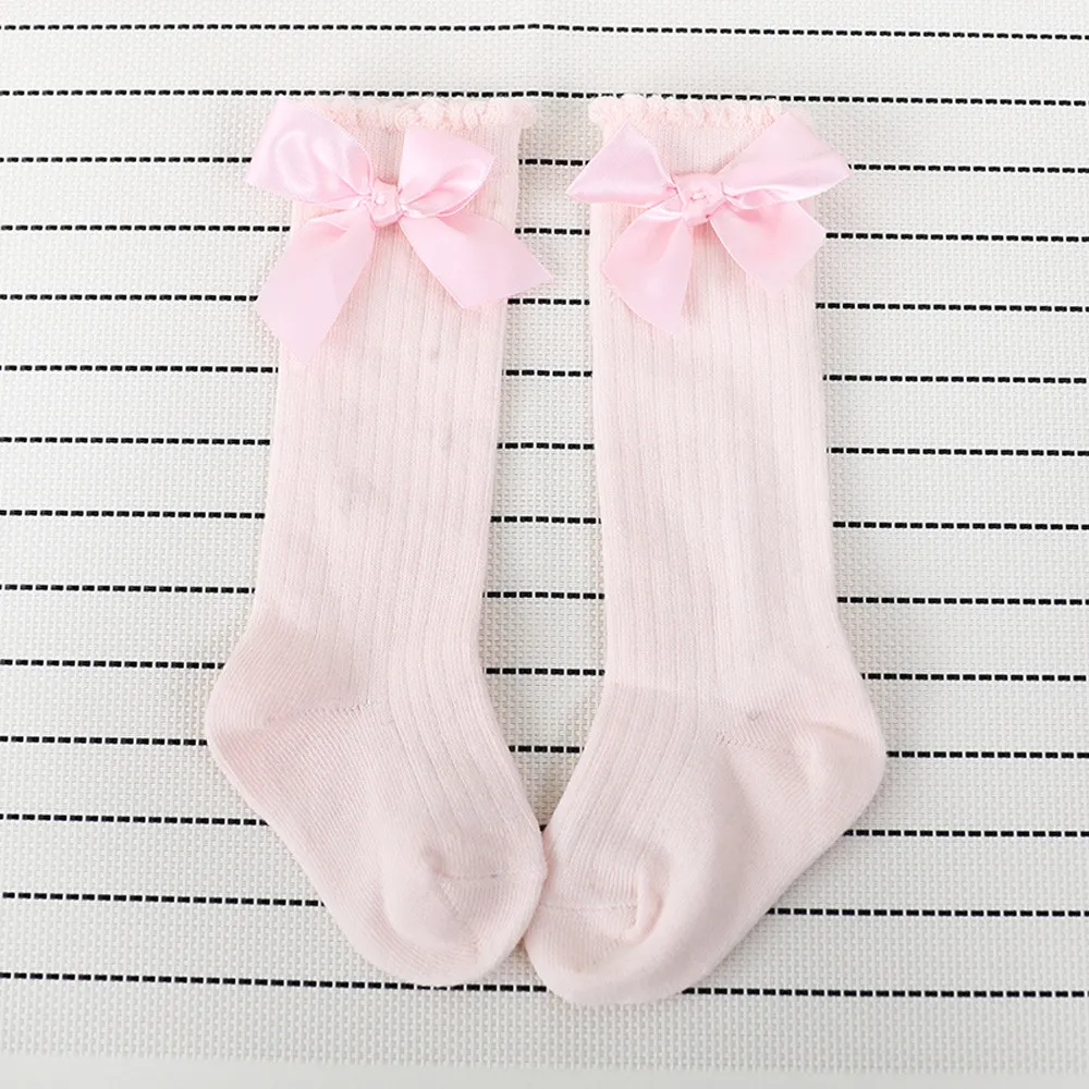 New Kids Socks Toddlers Girls Big Bow Thicken Knee High Long Soft Cotton Lace baby Socks Kids kniekousen meisje Baby Girls Socks