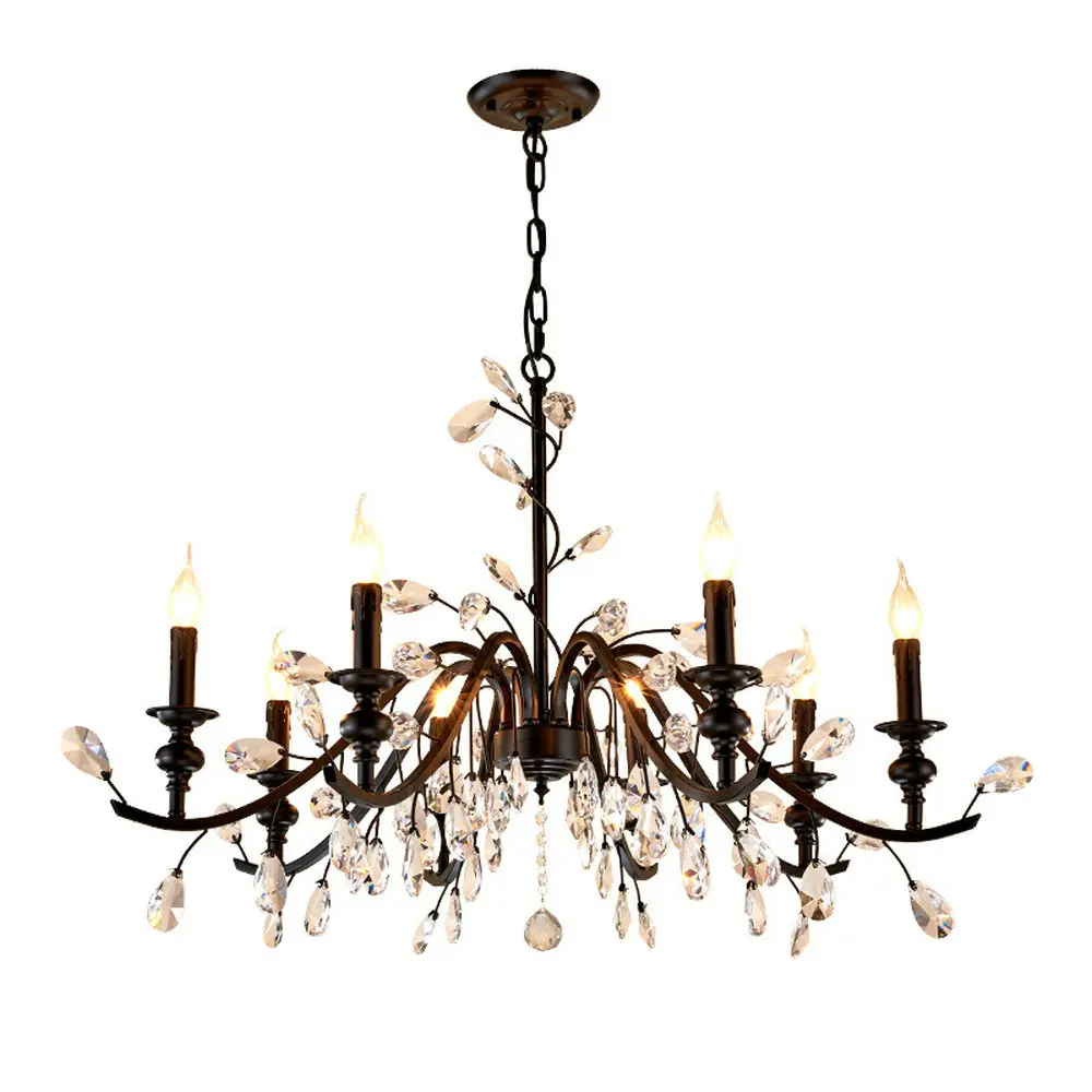 Retro Rural Crystal Chandelier Black Bedroom Crystal ...