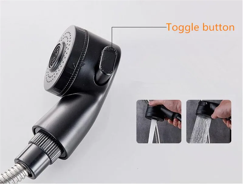 MOIIO Black Height Adjustable Bathroom Faucet Multifunction Pull Out Bathroom Faucet 360 Rotation Hot&Cold Water Mixer Tap MOIIO Black Height Adjustable Bathroom Faucet Multifunction Pull Out Bathroom Faucet 360 Rotation Hot&Cold Water Mixer Tap