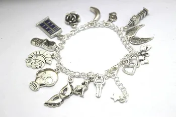 

12pcs Doctor Who Charm Bracelet silver tone tardis police box jewelry