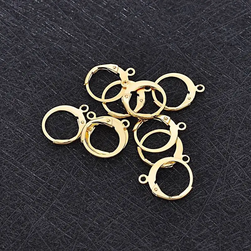 

FUNIQUE 10PCs/lot Stainless Steel Earring Hooks&Clasps Silver Gold Color Round Leaf Earring Clips Hook Findings For DIY Earring