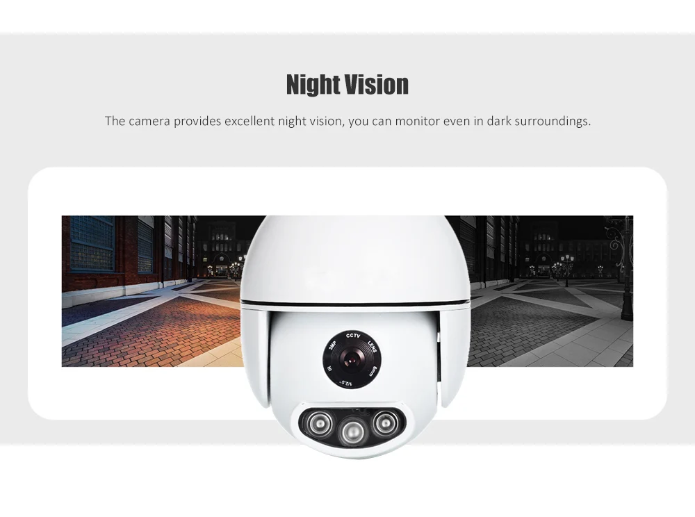 Wanscam K54 Wireless PTZ Dome IP Camera WiFi Outdoor 1080P 3X Zoom Security IR Night Vision