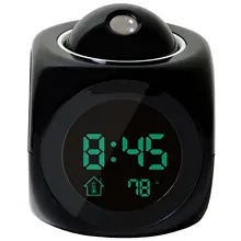 Multi function Digital LCD Voice Talking LED Projection Alarm Clock Black