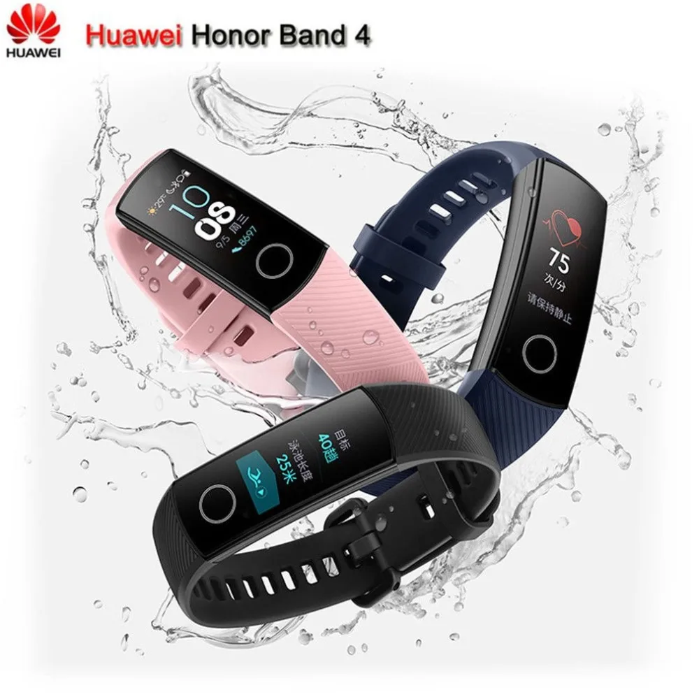 Оригинальный умный Браслет huawei Honor Band 4 2.5D стекло сенсорный экран Bluetooth монитор