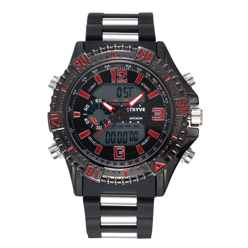 

STRYVE 2019 Digital Quartz Watch for Man Sport Date Week LED Back Light Alarm Male Metal Watch Black Gift Luxury Brand Boy