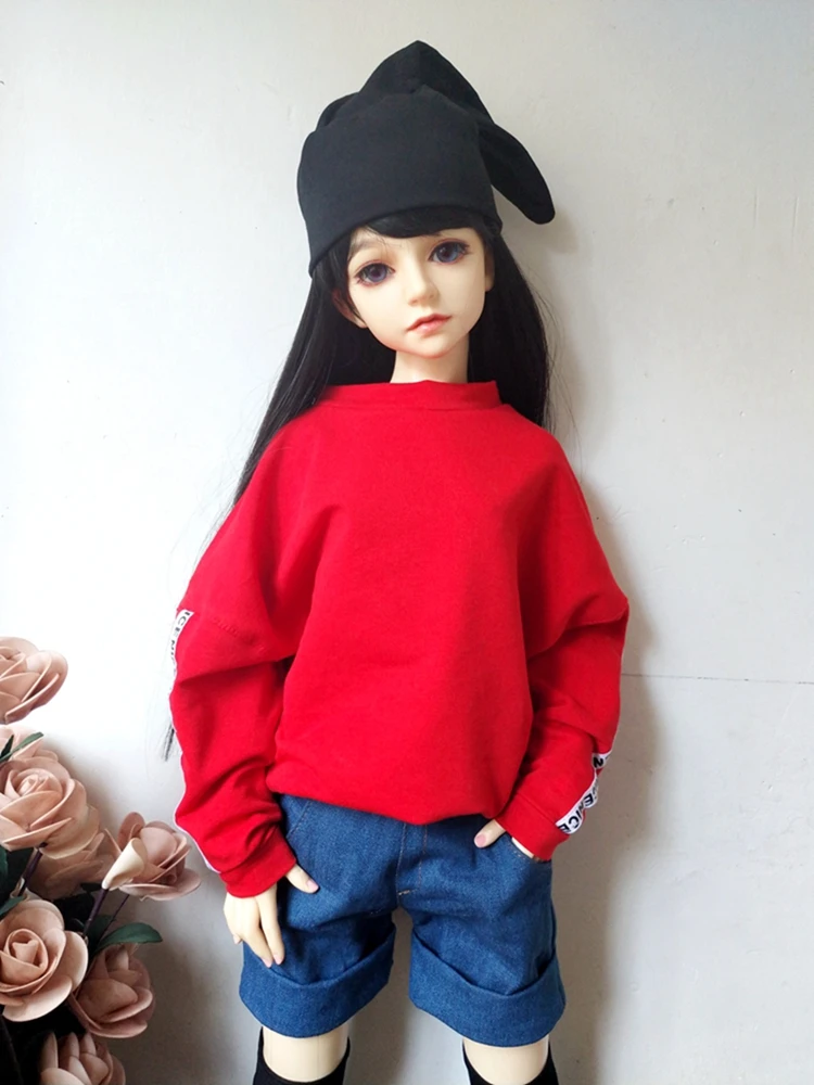 Кукла Одежда красный желтый черный зеленый синий белый SD 1/3 1/4 1/6 свитер сплошной цвет куклы аксессуары игрушки BJD сплошной цвет одежда - Цвет: ZJF140-hong
