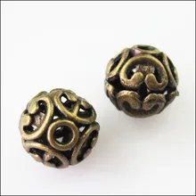 Novo 10 pçs antiguidade bronze flor redonda bola espaçador contas encantos 12mm