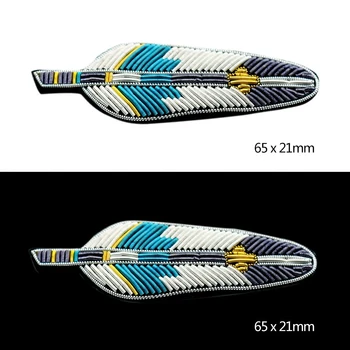 

DIY New 3D Hand embroidery badges small Feather Embroiderd metal wire applique for Coat Trousers Bag Brooch