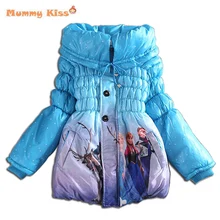 Sale 2015 Winter Fashion Cartoon Cotton warmer Children elsa Outwear Padded Baby Girls Jackets Coats Kids