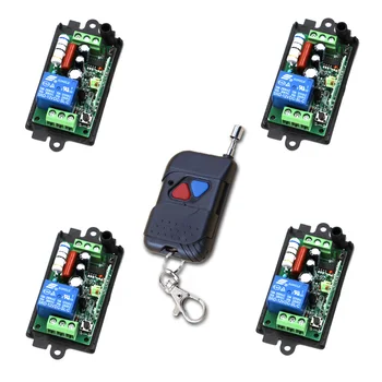 

AC110V 220V 1CH Wireless Remote Control System 1 Transmitter and 4 Receivers Universal Gate Remote Control /Radio Receiver