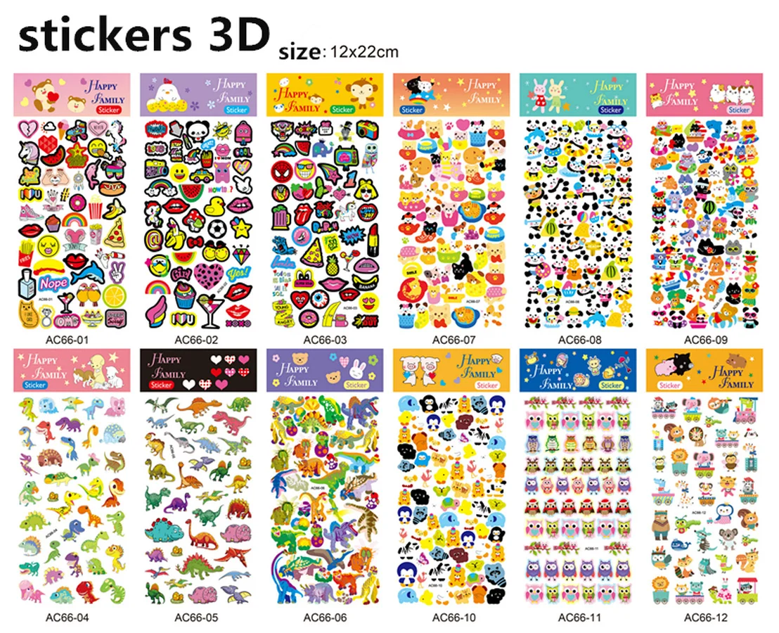 5~20 Sheets/lot Cool Sticker Pack 3DCute Anime Cartoon kid DIY Stickers Waterproof Bubble PVC Scrapbook Gifts ForChildren22*12CM 5~20 Sheets/lot Cool Sticker Pack 3DCute Anime Cartoon kid DIY Stickers Waterproof Bubble PVC Scrapbook Gifts ForChildren22*12CM