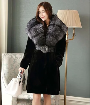 Billige 55/70/90/120 Cm Lange Silber Fuchs Pelz Mantel GroĂe Drehen Unten Hoodie Silber Fuchs Kragen Langen Mantel Pelz MĂ€ntel Frauen MĂ€nner Echtpelz GĂŒrtel