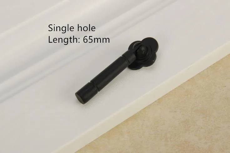 Цинковый сплав, черная отделка, ручка для шкафа, выдвижная ручка, дверная ручка, художественная мебель в китайском стиле, фурнитура - Цвет: single hole J