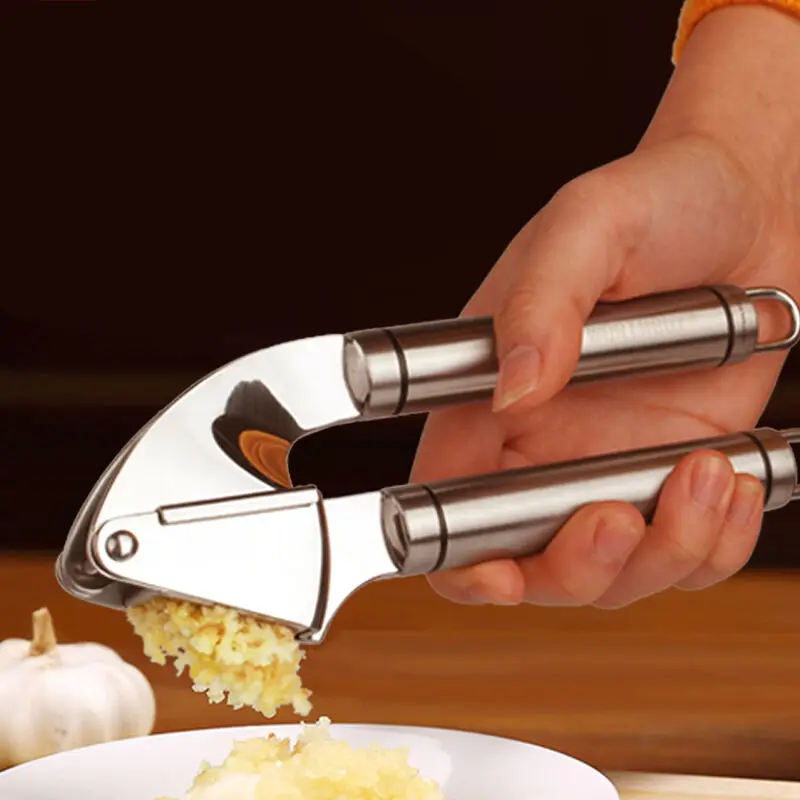 304 Stainless Steel Garlic Presses Thicken Handle Sliver Garlic Grater Kitchen Squeeze Tool Alloy Crusher Fruit