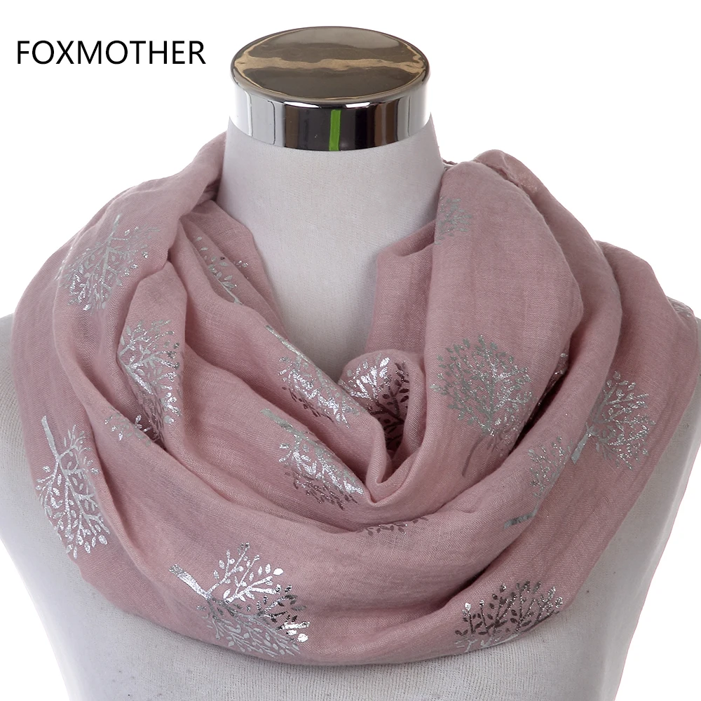 FOXMOTHER Новые Модные Белые Серые блестящая бронзовая серебристая металлическая шелковица бесконечность шарфы для женщин