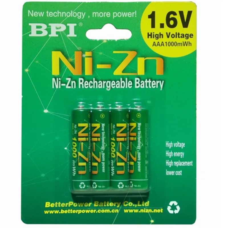 4 шт./партия 1,6 v aaa 1000 mwh аккумуляторная батарея nizn Ni-Zn aaa 1,5 v аккумуляторная батарея мощная, чем Ni-MH Ni-Cd батарея