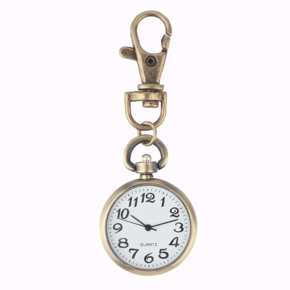 Buy 1pc Retro Bronze Quartz Pocket Watch Movement Keychain Keyring Watch Pocket
