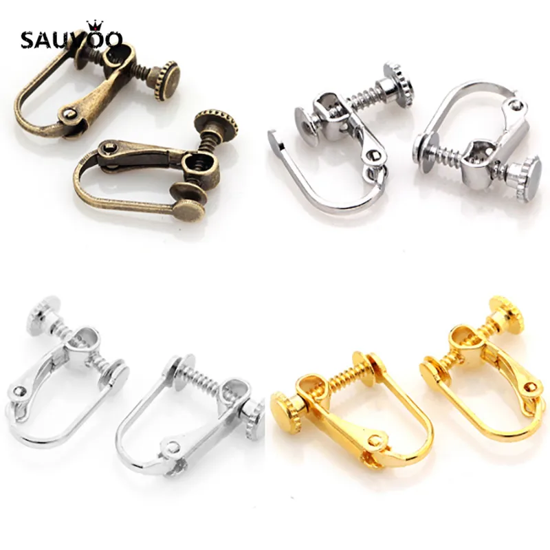 SAUVOO 10pcs/lot Antique Bronze Silver Gold Color French Earring Clip