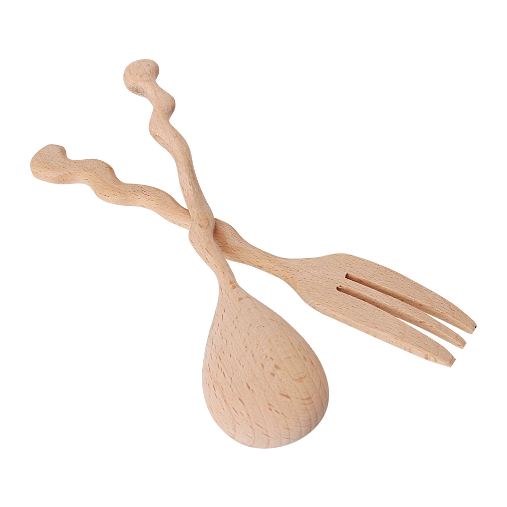 HOOMIN креативная деревянная Ложка Вилка с длинной ручкой столовая ложка для супа столовая ложка вилки кухня, кухонная утварь инструмент