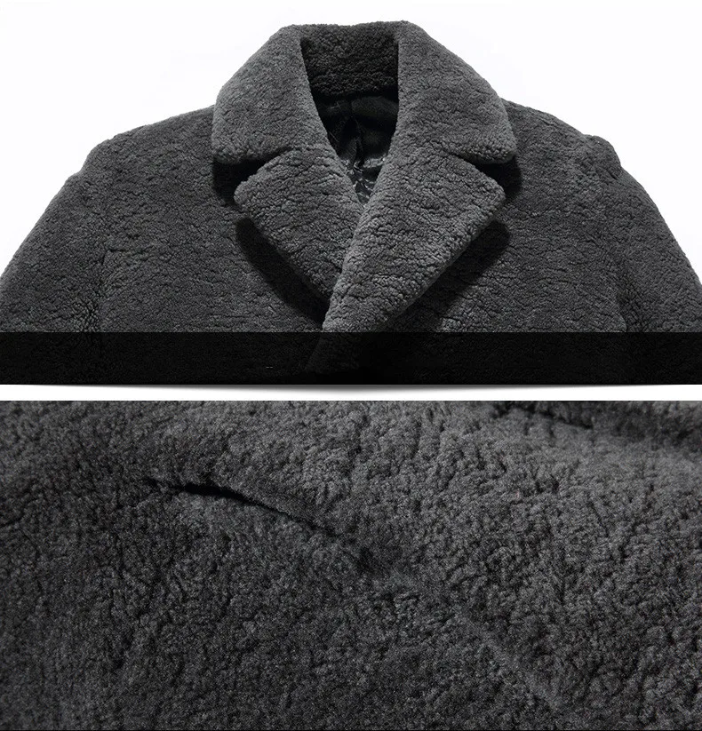 Пальто с натуральным мехом, зимняя куртка для мужчин, настоящая овечья овчина, длинные пальто, мужская одежда, Роскошные теплые куртки Veste Homme 323 Y1710