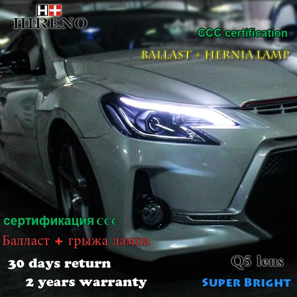 Hireno Headlamp for 2014 Toyota REIZ MARK X Headlight Assembly LED DRL