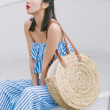 

NEW Female Straw Bag Summer Style Bohemia Women Handbags Big Shoulder Bags Fashion Knitted Beach Straw Bag High Quality Design