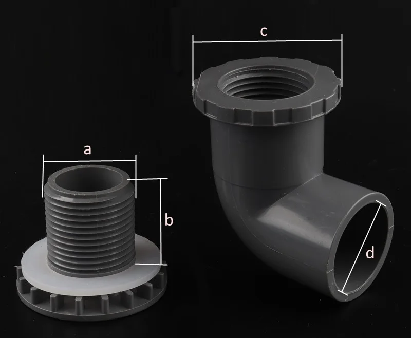 1 шт. ПВХ 20 25 32 40 50 мм 90 градусов утолщенный выход аквариума 1/" резервуар для воды, входящей воды, налокотник, дренаж