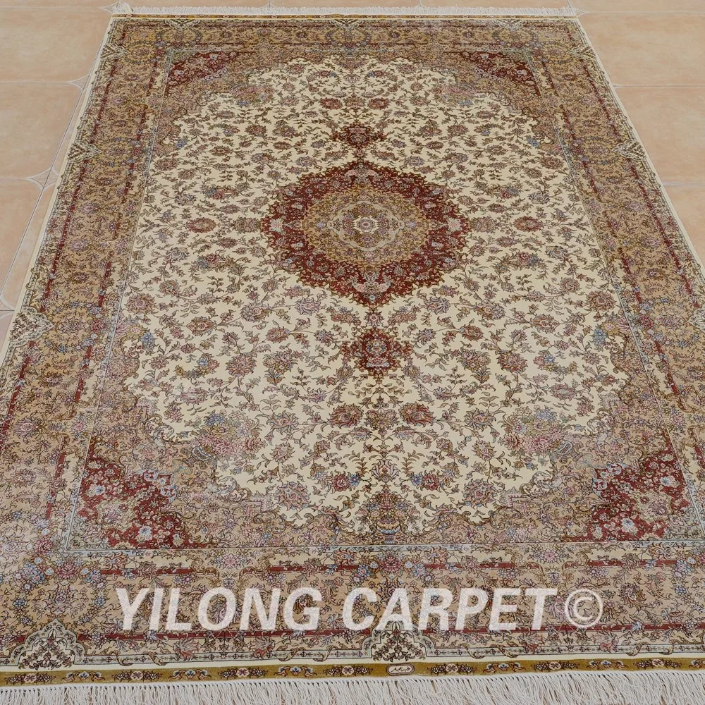 Yilong 6'x9 Vantage традиционные бежевый персидский ковер китайский шелк ковер распродажа(0265