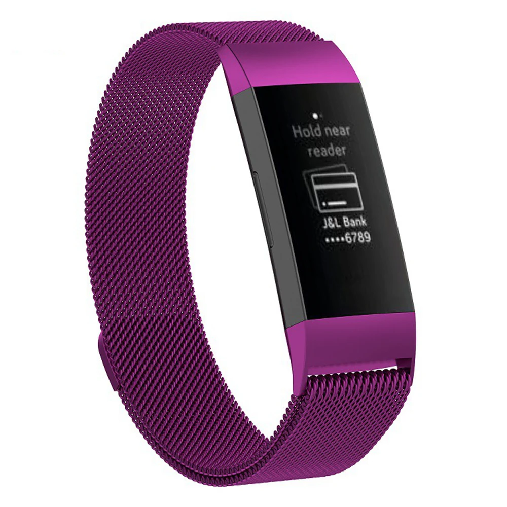 HANGRUI S/L Магнитный петля ремешок для Fitbit Charge 3 Нержавеющая сталь для женщин для мужчин спортивный ремешок для Fitbit Браслет часы