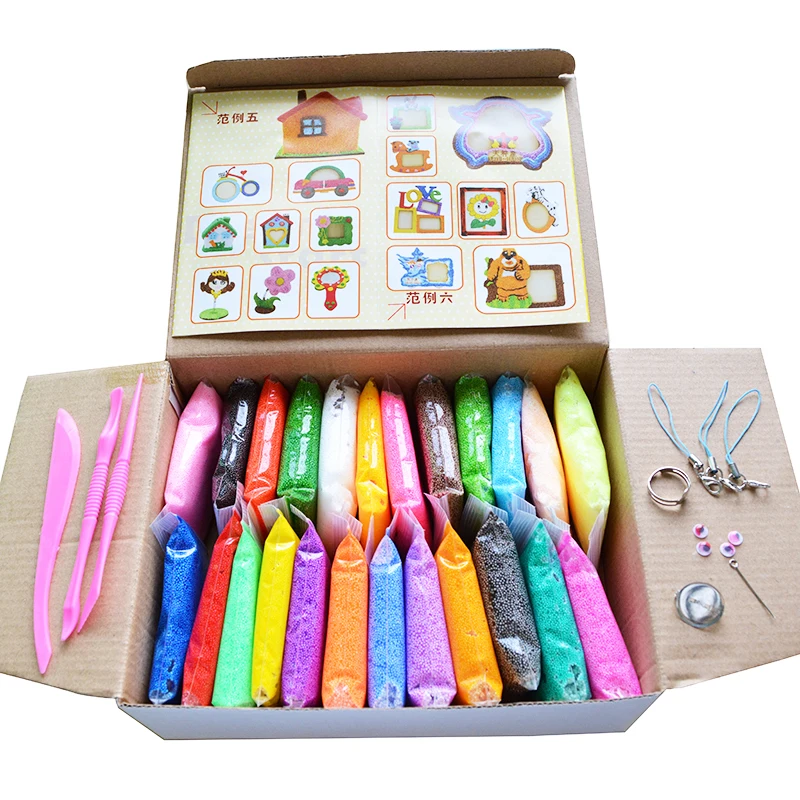 

20g x 24 Colors Pearls Foam Playdough with Tool Learning & Educational Modeling Clay Toys Handgum Intelligent Plasticine Kids