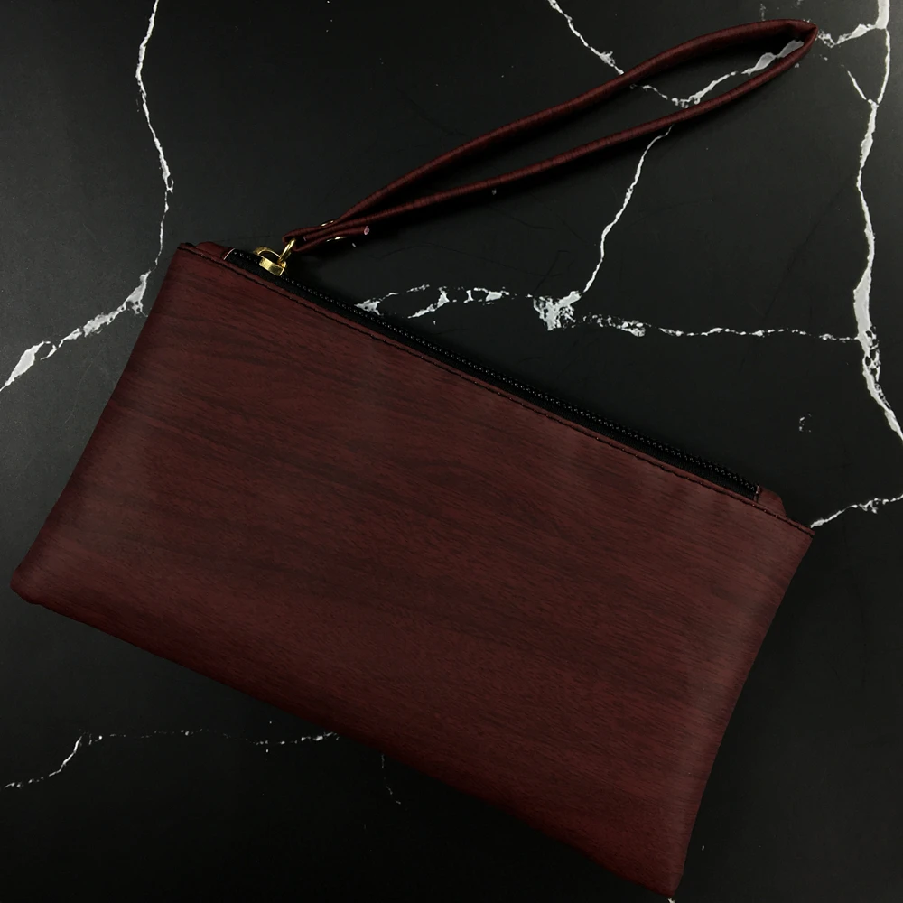 

2019 New Fashion Wood Pattern Coin Purse Men Women Wallets Pu Leather Bag Zipper Small Clutch Phone Holder Wristlet Slim Handbag