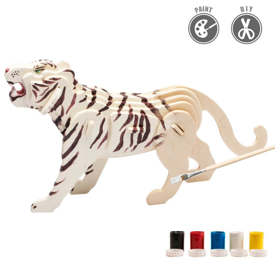 В форме тигра 3D живопись головоломка DIY собрать стволовых игрушки с 5 цвета пигмента раннего обучения Образование игрушки для детей