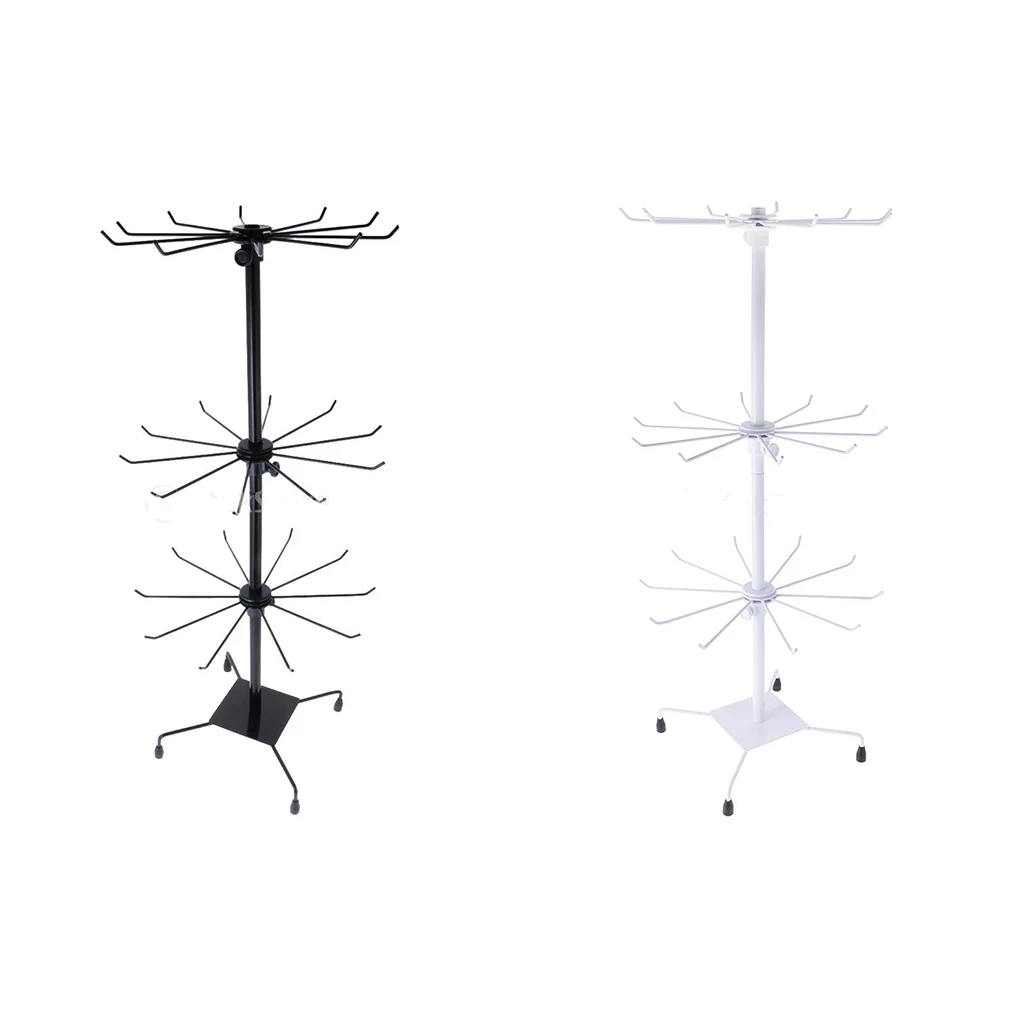 

Rotating 3-Tier Revolving Stand Rack Jewelry Keyring Display Hanger 30 Hooks