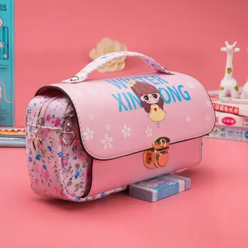 

Coloffie Kawaii Lovely School Pencil Case Large Capacity PU Leather Portable Pencil Bag For Girls Christmas Gift Stationery 1PC
