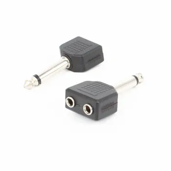

5pcs/lot 6.35mm Male Plug to Dual 3.5mm Female Mono Audio Splitter