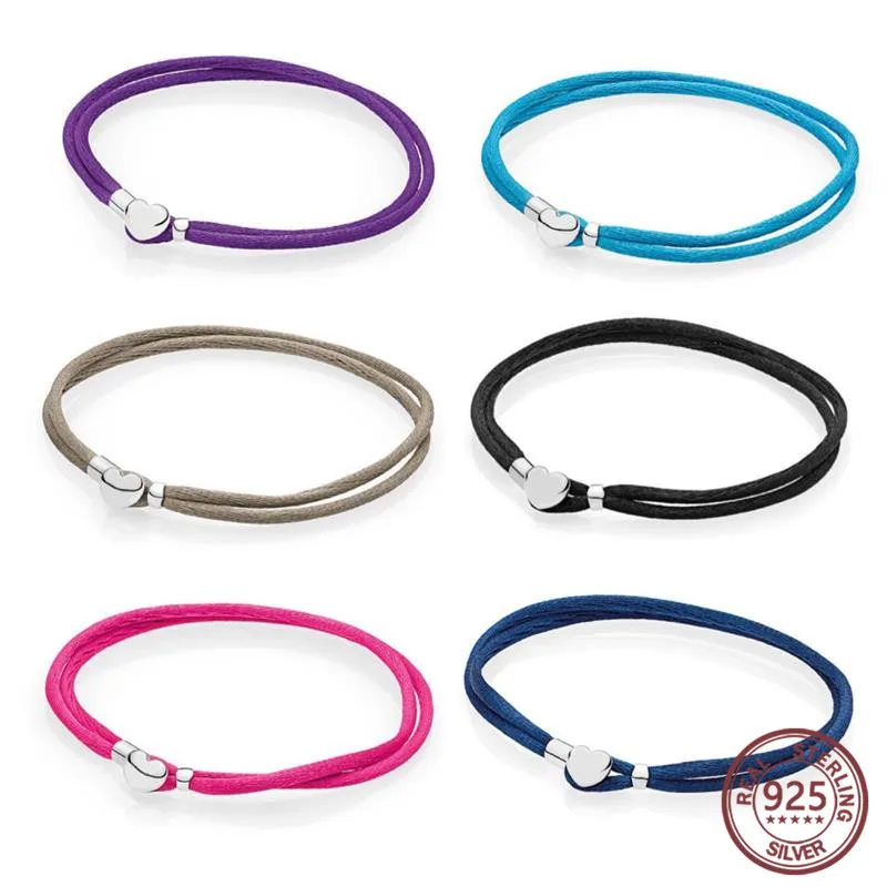

Heart-shaped double rope bracelet 925 silver Original Copy High Quality 1:1 Multi-Color Hand Rope with Logo Free shipping