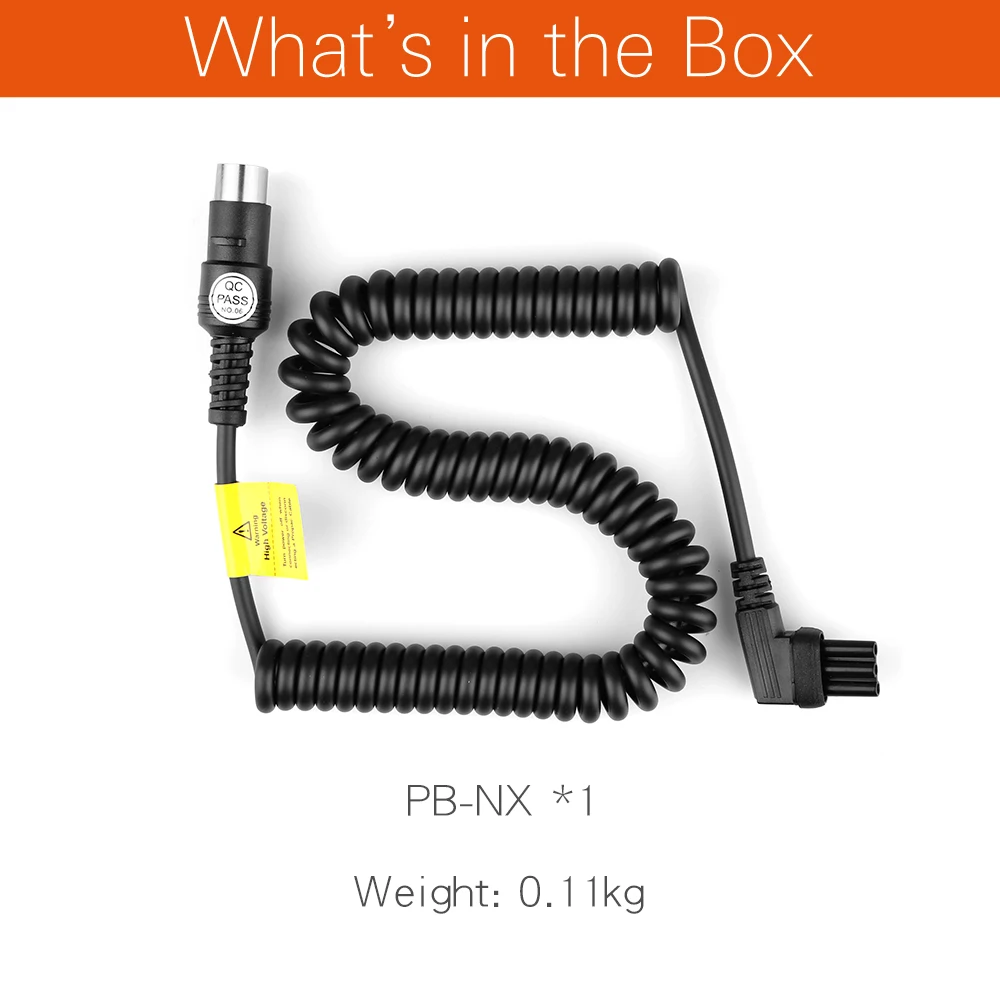 Photography Accessory FOMITO Godox PB-CX Power Cable For Flash Battery Packs - 1.8m Extended Length Canon Speedlite Cable