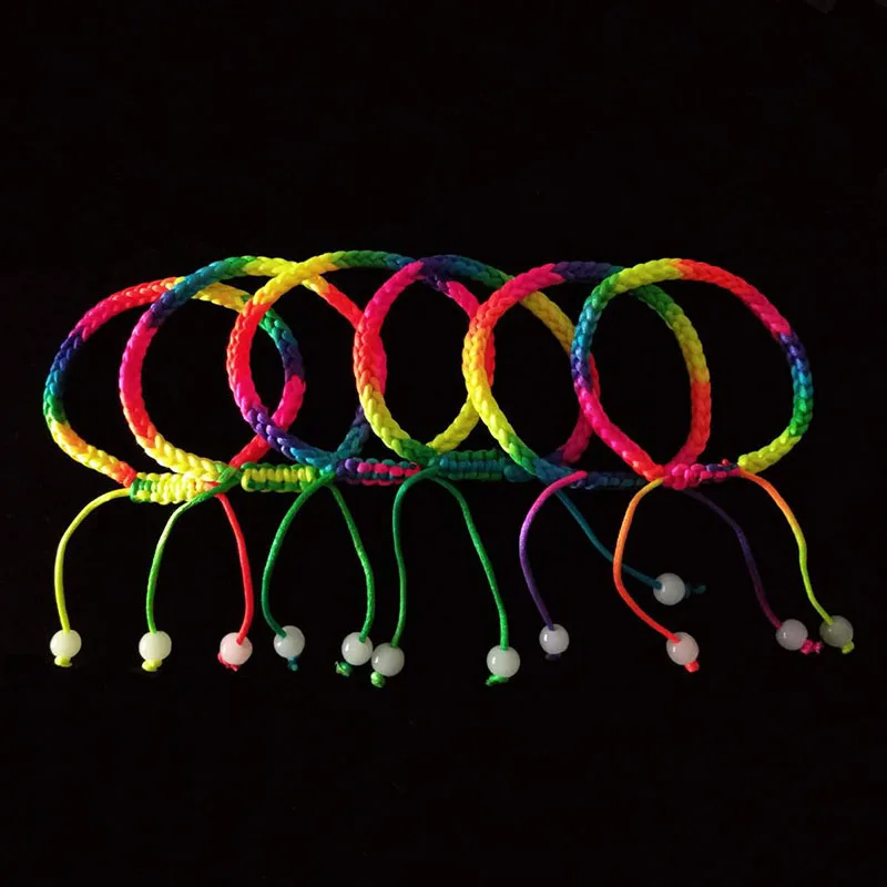 10 x Cotton Rainbow Macrame Multi-Colour Braided Cord Thread Adjustable Opening Cuff Bracelets Unisex Handmade Jewelry cotton bracelet