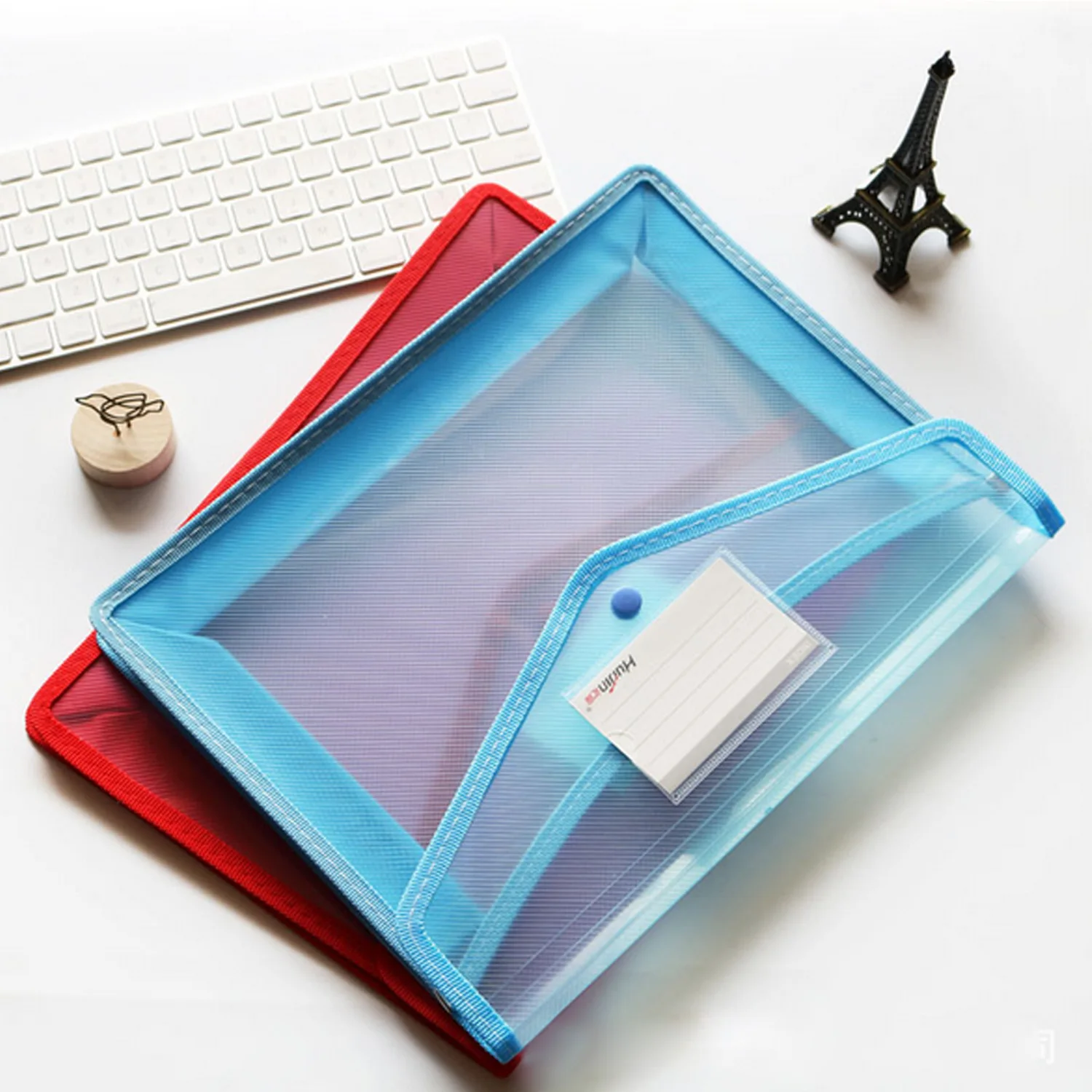 

2PCS A4 Size Transparent Clear PP File Document Bag Files Folder with Card Slot for Office School Home Teachers Random Color