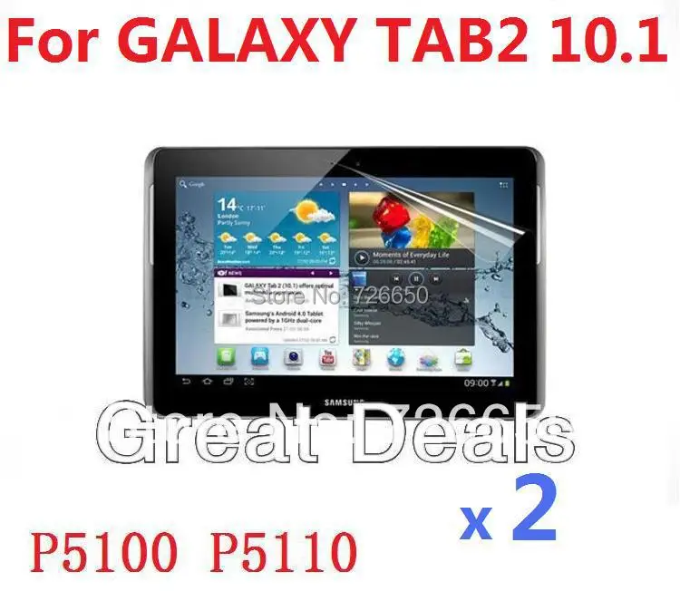 2 шт высокий прозрачный протектор экрана/Защита для SAMSUNG GALAXY TAB2 10 1 P5100 P5110|screen