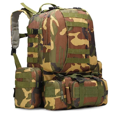 50L Molle экономка тактика рюкзак hik водонепроницаемый 600D высокой емкости штурмовой путешествия военные Рюкзаки рюкзаки армейская сумка - Цвет: Woodland Camo