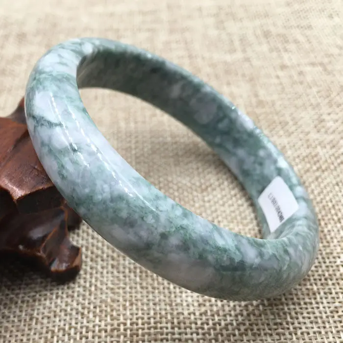 

61mm Certified Grade "A" Natural Green Jadeite Jade Gems Bracelet Bangle 043465