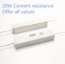 1 Uds 20W 7,5 8 8,2 10 12 15 16 18 ohm 7.5R 8R 8.2R 10R 12R 15R 18R cerámica de cemento de potencia resistencia 20W 5%