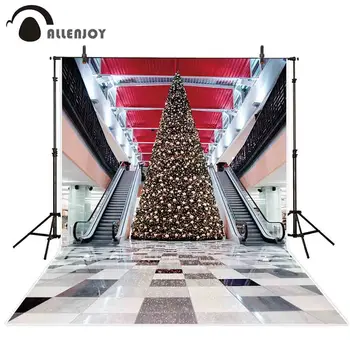 

Allenjoy photography background glitter Christmas tree modern shopping mall backdrops photobooth photocall photo shoot props new